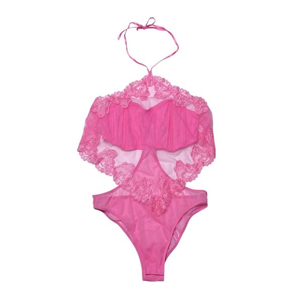 Victoria's Secret Very Sexy Sheer Boho Floral Embroidery Halter-Neck Teddy XL - Picture 1 of 3